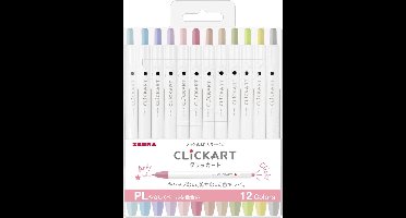 Zebra Clickart Knock Sign 0,6mm Pennen - Set van 12 New Pale Colors