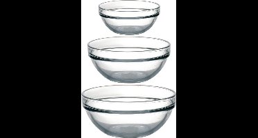 Glazen keuken schaaltjes/kommetjes set 14 stuks in 3 formaten 20-17-10 cm - Saus/serveer/groente/snacks