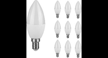 V-TAC - Mega Voordeelpack - 10x E14 LED Lampen - 3,7 Watt 320 Lumen - 6500K Daglicht wit - Vervangt 25 Watt - C37 kaars - LED Kaarslamp
