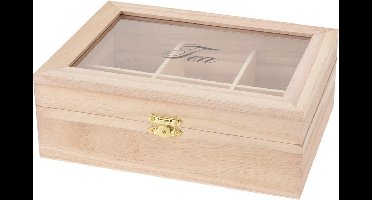 Excellent Houseware houten theedoos 6-vaks 21 x 16 x 8 cm - Theekisten