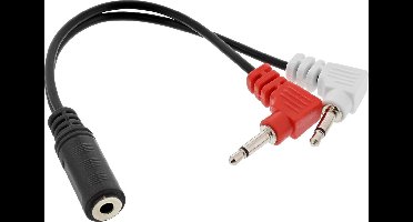 3,5mm Jack stereo audio vliegtuigadapter - haaks / zwart - 0,15 meter