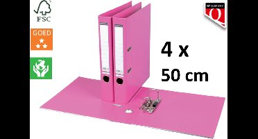 4 x Ordner Quantore - A4 - 50mm breed - PP kunststof - roze
