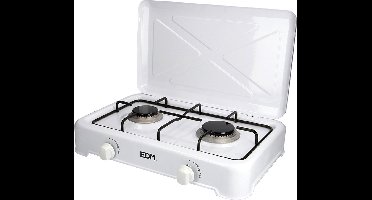 EDM 2-pits gaskooktoestel - camping - butaangas - 46x30x12 cm - wit