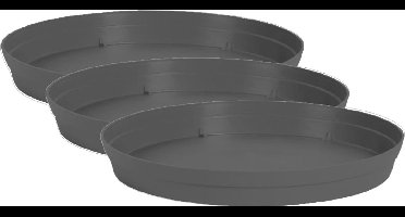 EDA Bloempot onderschaal Toscane - 4x stuks - kunststof - antraciet - D35 cm - opvangschalen