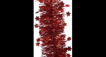 5x Kerstslingers sterren kerst rood 10 x 270 cm - Guirlande folie lametta - Kerst rode kerstboom versieringen