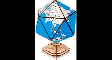 Eco Wood Art - Icosaëdrische Wereldbol - Blauw - 16,4x16,4x23cm