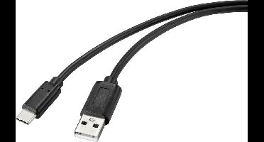 Renkforce RF-4699378 USB-kabel USB 2.0 USB-C stekker, USB-A stekker 1.00 m Zwart Met anti-microbacterieel oppervlak