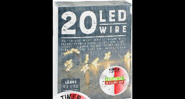 Cepewa Draadverlichting sterren - 220 cm - 20 leds - warm wit - batterij met timer
