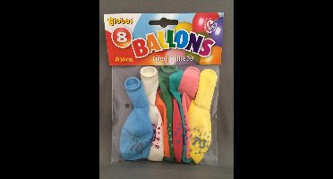 Ballonnen 70 jaar - 8 stuks - Bonte kleuren Globos 30cm