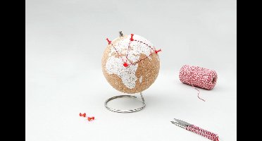 Wereldbol van kurk - wit - 25 cm - SUCK UK