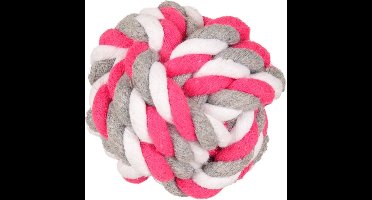 Flamingo Hondenspeelgoed Fuchsia Knoopbal - Roze/Grijs/Wit - 8.5 cm