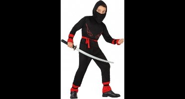 Atosa Ninja verkleedkleding kostuum - voor jongens - carnaval - zwart 128