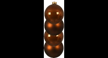 Decoris kerstballen - 4x st - kaneel bruin - D10 cm - glas - kerstversiering