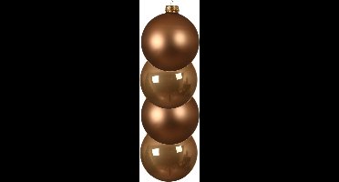 Decoris kerstballen - 4x st - toffee bruin - D10 cm - glas - kerstversiering