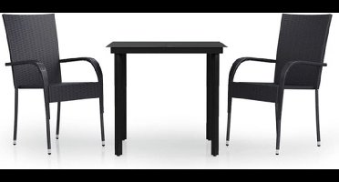 vidaXL - 3-delige - Tuinset - zwart