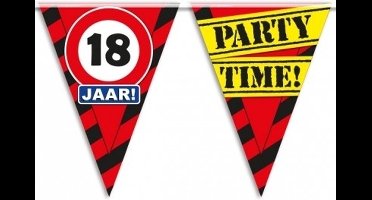 18 jaar vlaggenlijnen waarschuwingsborden - 2x stuks - 10 meter - Feestartikelen/versiering - 18 jarige verjaardag - plastic
