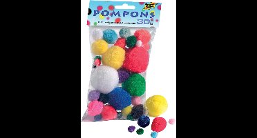 Pompon folia 30st diverse kleuren en afmetingen | 10 stuks