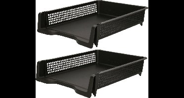 Kantoor postbakjes - 2x - A4 formaat - Zwart - Stapelbaar brievenbakjes - Kantoorartikelen - Kunststof