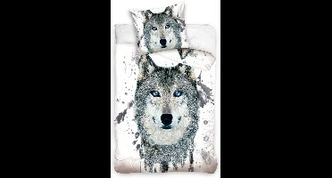 Dreamee Dekbedovertrek Wolf- 140 x 200 cm - Katoen - 70 x 90 cm