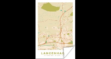 Poster Kaart - Plattegrond - Stadskaart - Langenhagen - Vintage - 20x30 cm