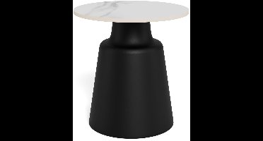 Sohome Ronde Bijzettafel Billye Keramiek, 45cm - Wit/Zwart