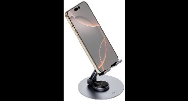 WiWU Rotation Stand - Luxe Telefoon & Tablet Standaard - 360° Draaibaar - Verstelbare Kijkhoek - Volledig Inklapbaar - Bureauhouder - Grijs