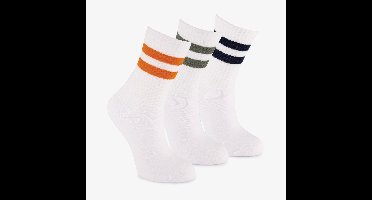 3 paar kinder sportsokken met strepen wit - Maat 23/26