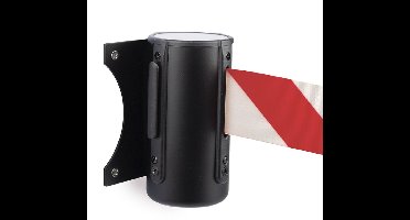 IVOL Wandcassette met uittrekbaar lint voor afzetpalen - Rood Wit - afzetpaal - Zwarte wandhaak