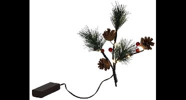 Svenska Living kunsttak kerstdecoratie met LED verlichting 20cm rood.