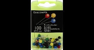 Exacompta Doos met 100 bolvormige prikbordspelden - punthoogte 15mm - 4mm diameter - Geassorteerd - 14345E