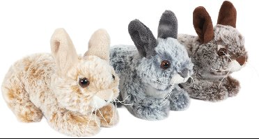 PIA Soft Toys-Set van 3 Pluche Konijn liggend Knuffels 3 ass. 18 cm