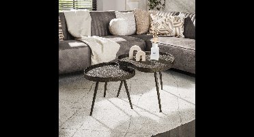 Giga Living Salontafel Contour - Niervormig Brons Metaal - Set Van 2