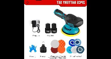 Polijstmachine Auto - Mini - Polijstmachine - Accu - Poetsmachine - 6000RPM Draadloos - 12V Elektrische - 6 Snelheden - Waxen - Compact - Krachtig -2 Batterijsets