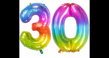 Folat Verjaardag Leeftijd folieballon - 30 jaar - multi kleuren - 86 cm - cijferballon groot