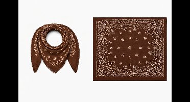 HS Grote Bandana Sjaal - Bruin Paisley - 110x110 cm - Cashmere Look