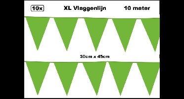 100 meter XL Vlaggenlijn licht groen 30cm x 45cm - 10x vlaggenlijn licht groen 10 meter - Giga vlaglijn themafeest party festival
