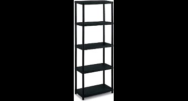 Sierra Stellingkast, 1002649 3060 S-5 Modulaire stellingkast met 5 planken, Zwart, Kunststof, 60x30x165 cm