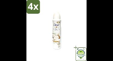 Dove – Deodorant Spray – Restoring Ritual Cocos & Jasmijn – 150 ml - Voordeelverpakking - 4 stuks - Deodorant spray - Okselverzorging