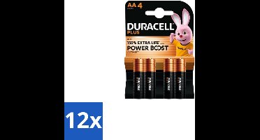 Duracell Alkaline Batterijen Mainline Bst AA 4 stuks per verpakking - Voordeelverpakking - 12 stuks
