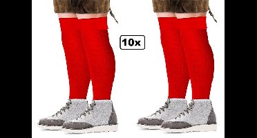 10x Paar Tiroler sokken lang rood mt.39-42 en mt.43-46 - Tirol sokken kousen Oktoberfest apres ski bier feest festival winter party