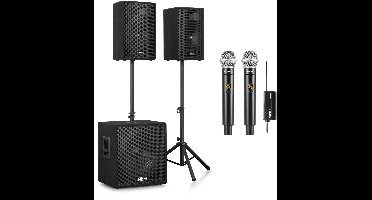 Karaoke set voor volwassenen - Vonyx Pro karaokeset met microfoons, speakers en subwoofer - 1200W