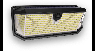 Solar wandlamp buiten 'Trival' - Buitenlamp met sensor - Tuinverlichting met sensor - Koud wit licht - Schijnwerper met bewegingssensor - Wandlamp op zonne-energie - Zwart