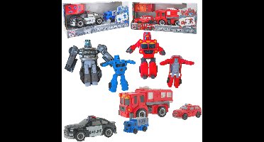 Transformers Robot Auto Speelgoed – Complete Set Politie, Brandweer & Rescue – 4 Transformeerbare Voertuigen – Kinderspeelgoed