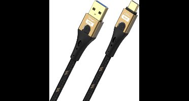Oehlbach D1C9551 USB-kabel USB-A stekker, USB-C stekker 1 m Zwart/goud Afscherming gevlochten