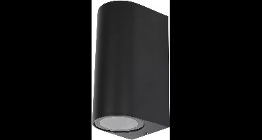 Wandlamp LED GU-10 IP-65 - Twee lichtbundels ‒ Rond 15 cm - Zwart