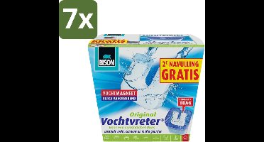 7 x Bison - Vochtvreter - Neutraal - Voor Woonruimtes, Campers & Caravans - 900 g + 2 Extra Navulmagneten - Vochtbestrijding - Vochtvanger - Vochtverwijdering - Condensbestrijding - Schimmelbestrijding