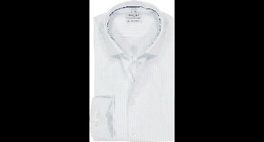 OLYMP Level 5 body fit overhemd - popeline - lichtblauw met wit gestreept - Strijkvriendelijk - Boordmaat: 42