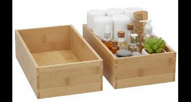Gerimport Lade organizer - 2x - bamboe hout - 25 x 15 x 7 cm - bakje - kast sorteerbakje