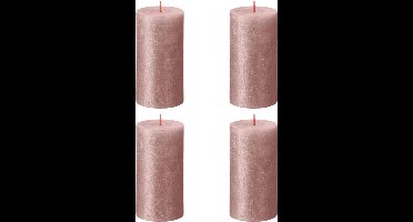 Bolsius Stompkaarsen Shimmer 4 st rustiek 130x68 mm roze