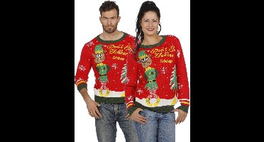 Foute Kersttrui rood met kerstelf - Maat L